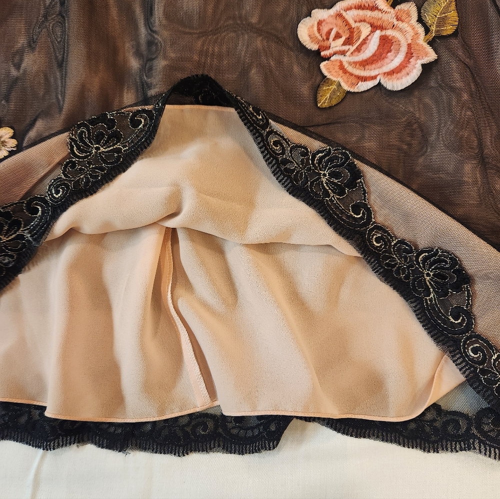 NEW Adrianna Papell Black Mesh Floral Embroidered Sequin Cocktail Dress Size 12 - Picture 12 of 16